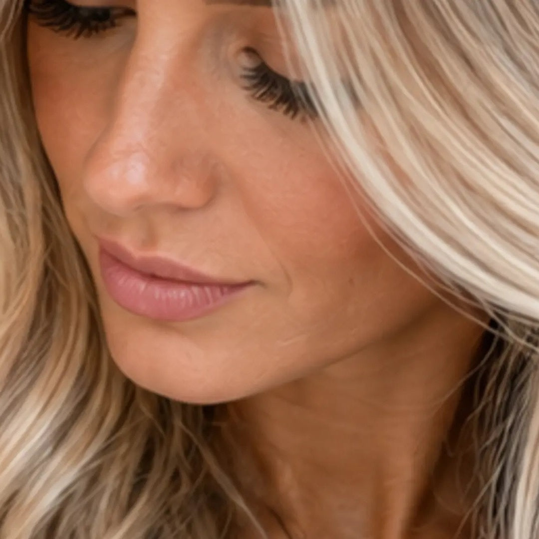 Detail heller Haarlängen aus einer bereitgestellten TRESS-Salonaufnahme
