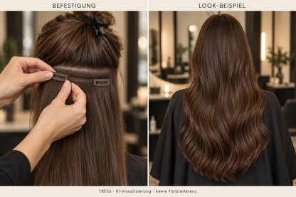 TRESS – Befestigung und Look-Beispiel (KI-Visualisierung, keine Farbreferenz)