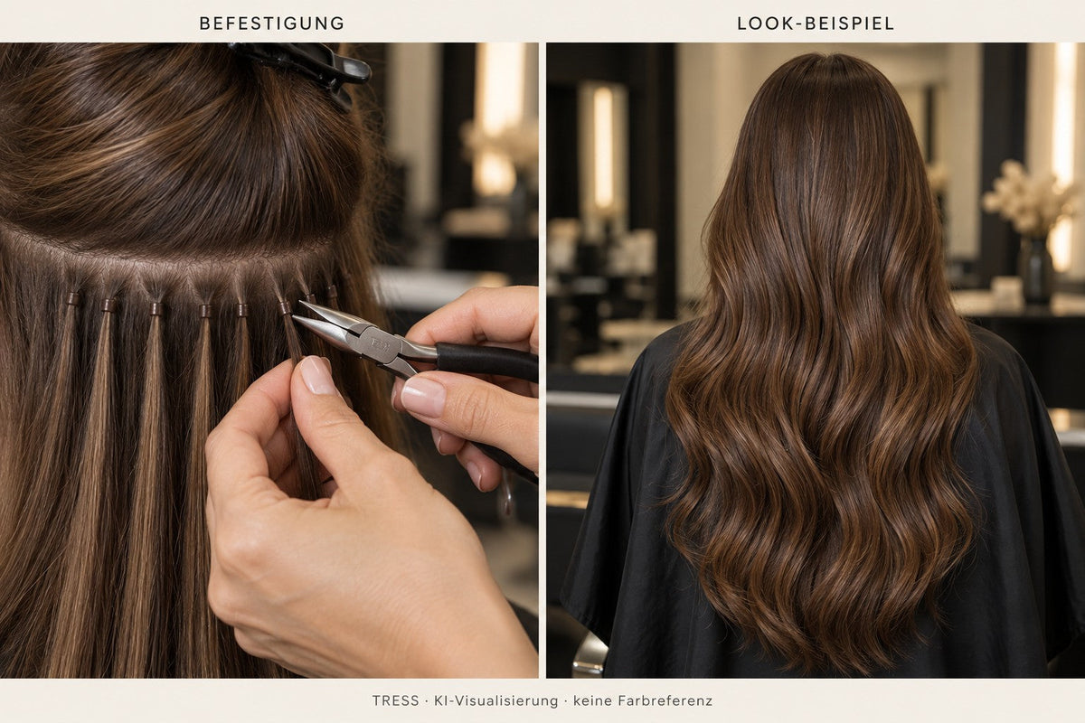 TRESS – Befestigung und Look-Beispiel (KI-Visualisierung, keine Farbreferenz)