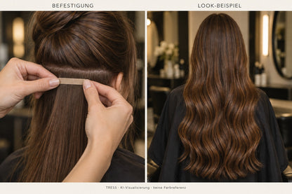 TRESS – Befestigung und Look-Beispiel (KI-Visualisierung, keine Farbreferenz)