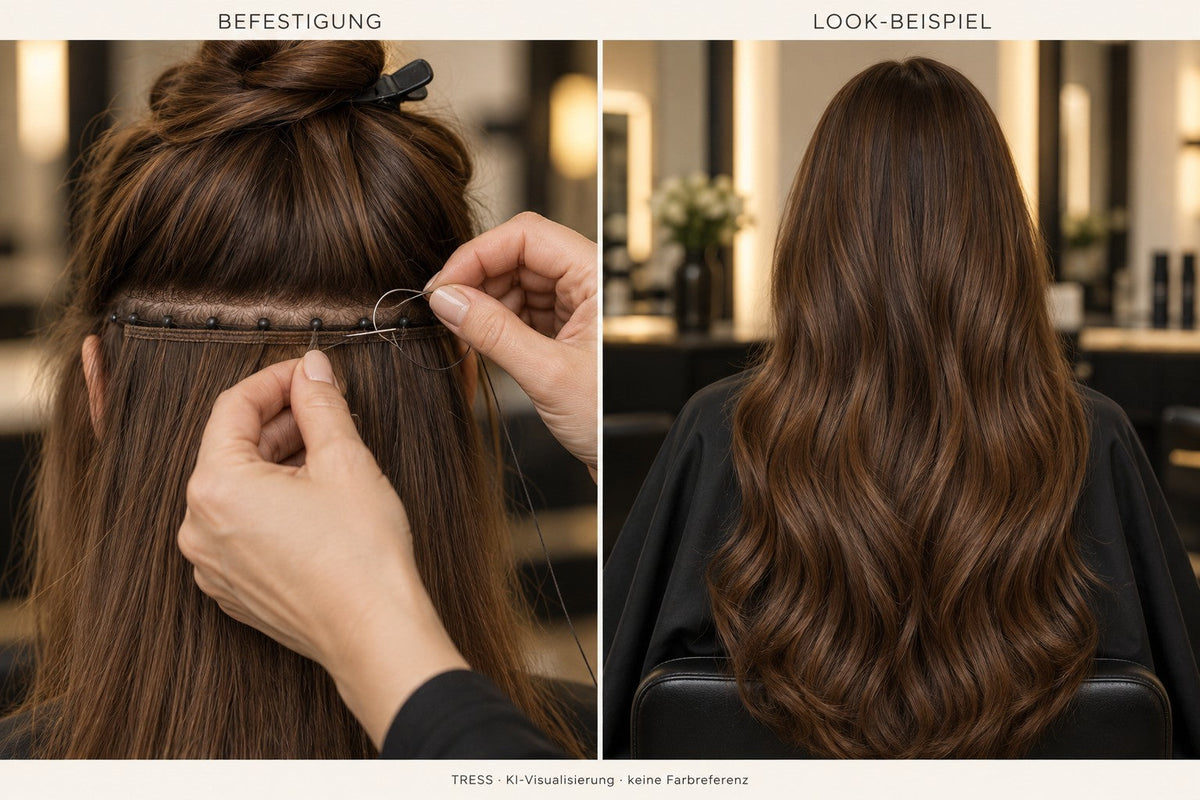TRESS – Befestigung und Look-Beispiel (KI-Visualisierung, keine Farbreferenz)