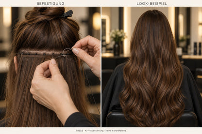 TRESS – Befestigung und Look-Beispiel (KI-Visualisierung, keine Farbreferenz)