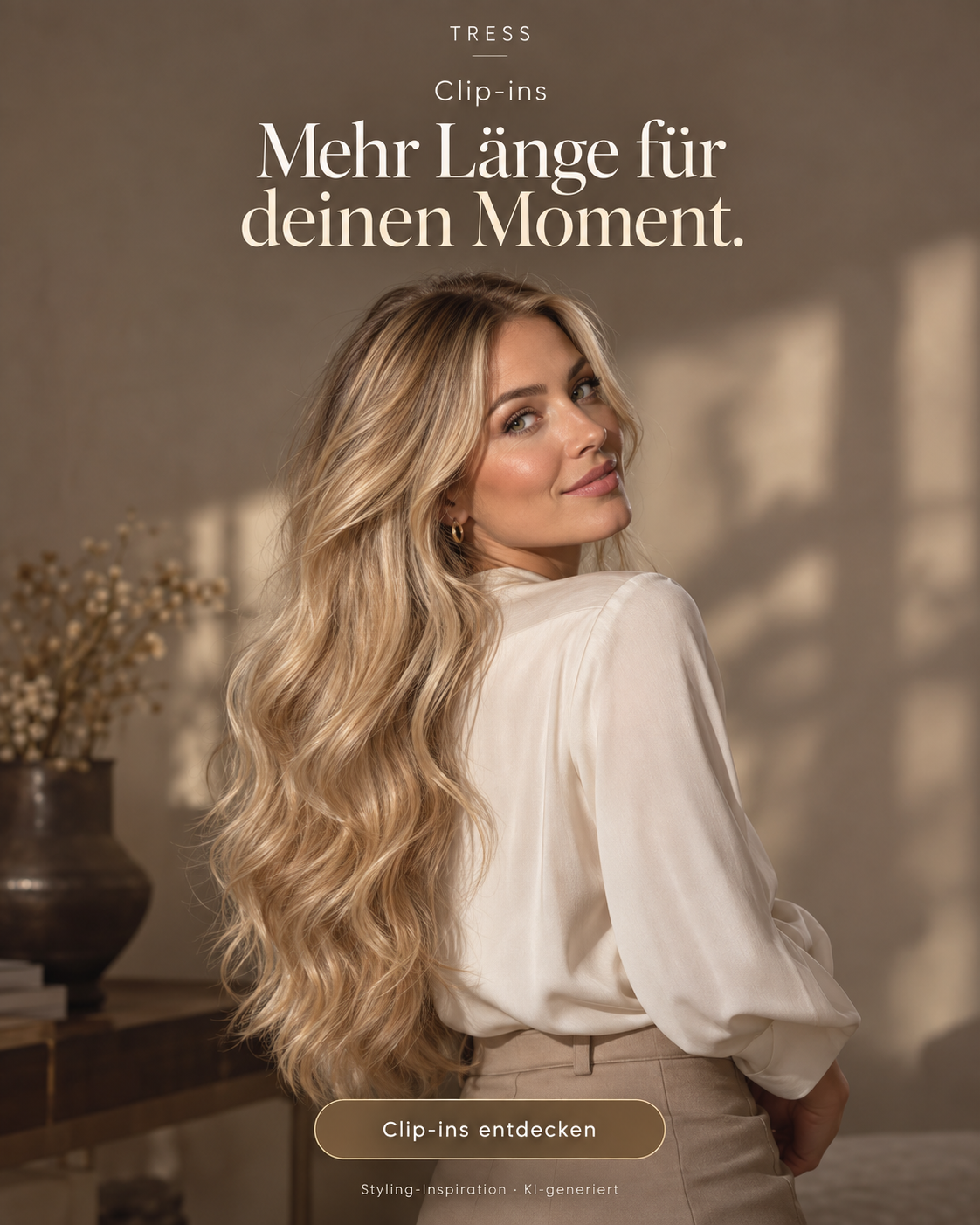 Clip-ins – Mehr Länge für deinen Moment. KI-generierte Styling-Inspiration.
