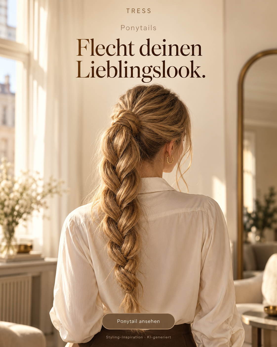 Ponytails – Flecht deinen Lieblingslook. KI-generierte Styling-Inspiration, keine verbindliche Produkt- oder Farbdarstellung.