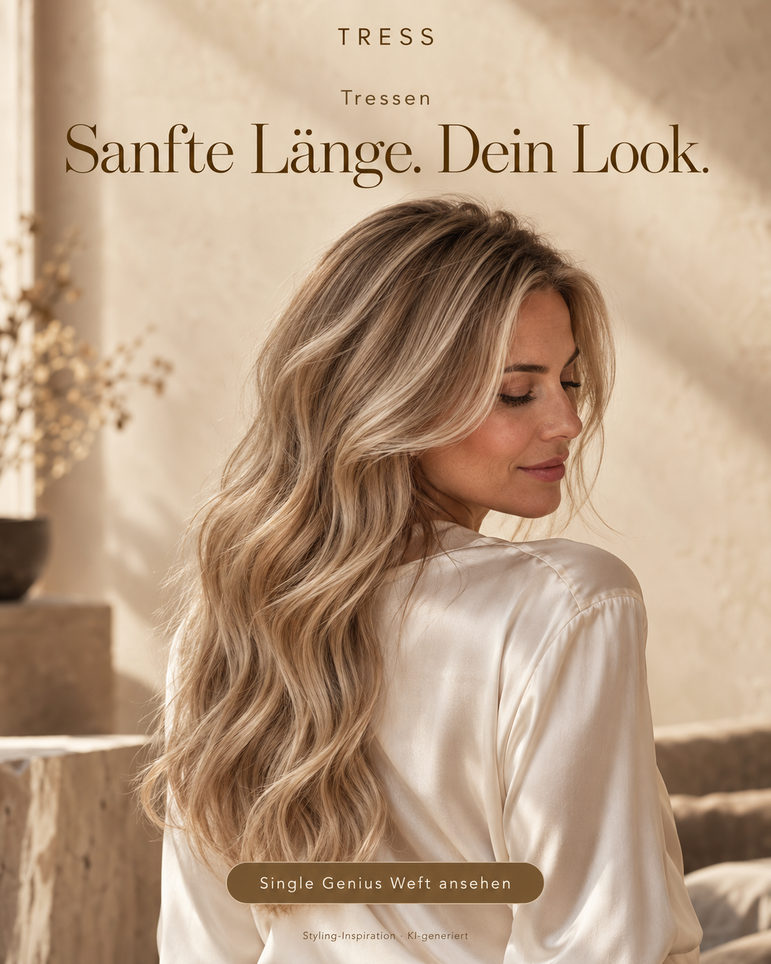Tressen – Sanfte Länge. Dein Look. KI-generierte Styling-Inspiration, keine verbindliche Produkt- oder Farbdarstellung.